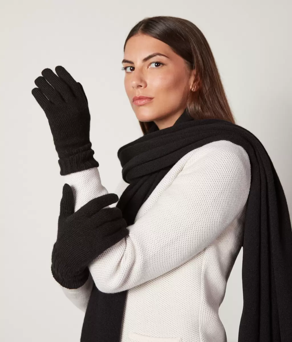 Rękawiczki Z Kaszmiru Ultrasoft Kobieta Falconeri Rękawiczki Black - 1