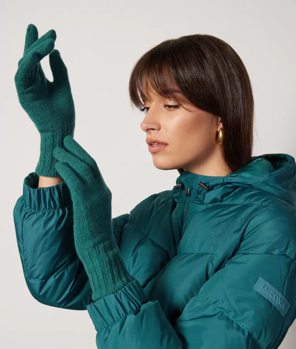 Rękawiczki Rękawiczki Z Kaszmiru Ultrasoft Kobieta Falconeri Dark_Green - 1
