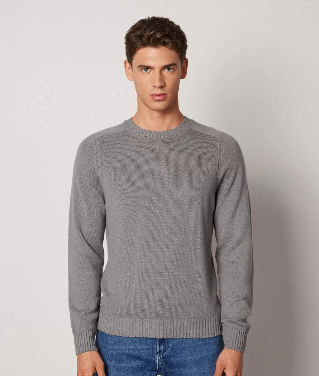 Swetry Z Okrągłym Dekoltem Pulower Z Kaszmiru Ultrasoft Mężczyzna Falconeri Grey - 1