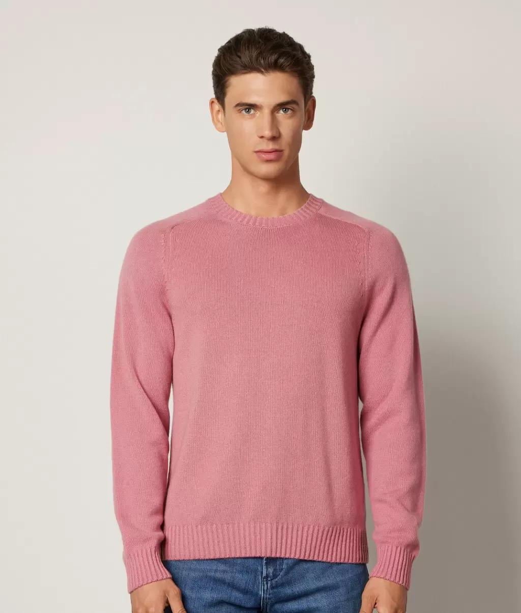 Swetry Z Okrągłym Dekoltem Pale_Pink Pulower Z Kaszmiru Ultrasoft Falconeri Mężczyzna - 1