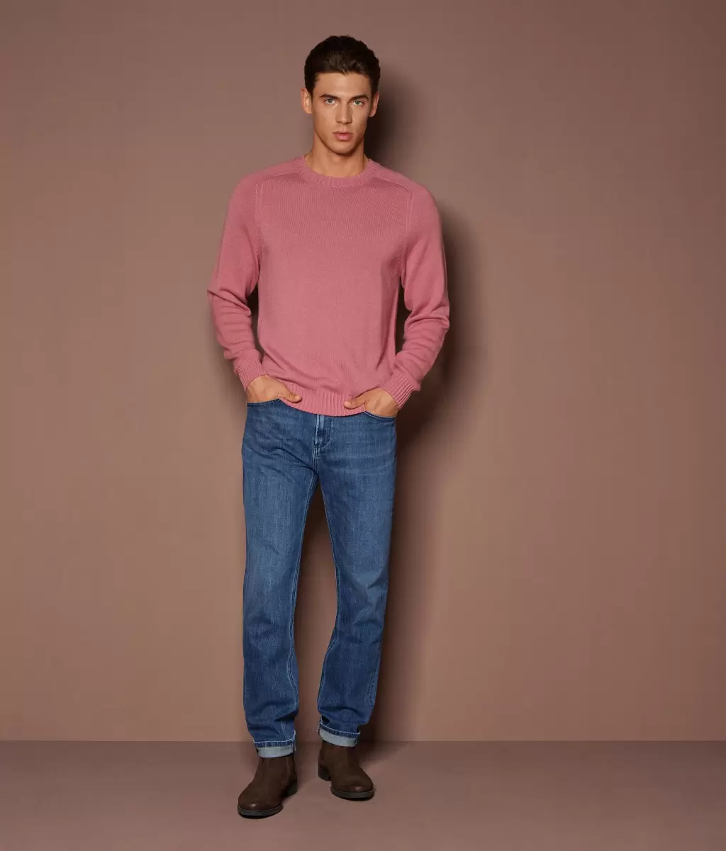 Swetry Z Okrągłym Dekoltem Pale_Pink Pulower Z Kaszmiru Ultrasoft Falconeri Mężczyzna