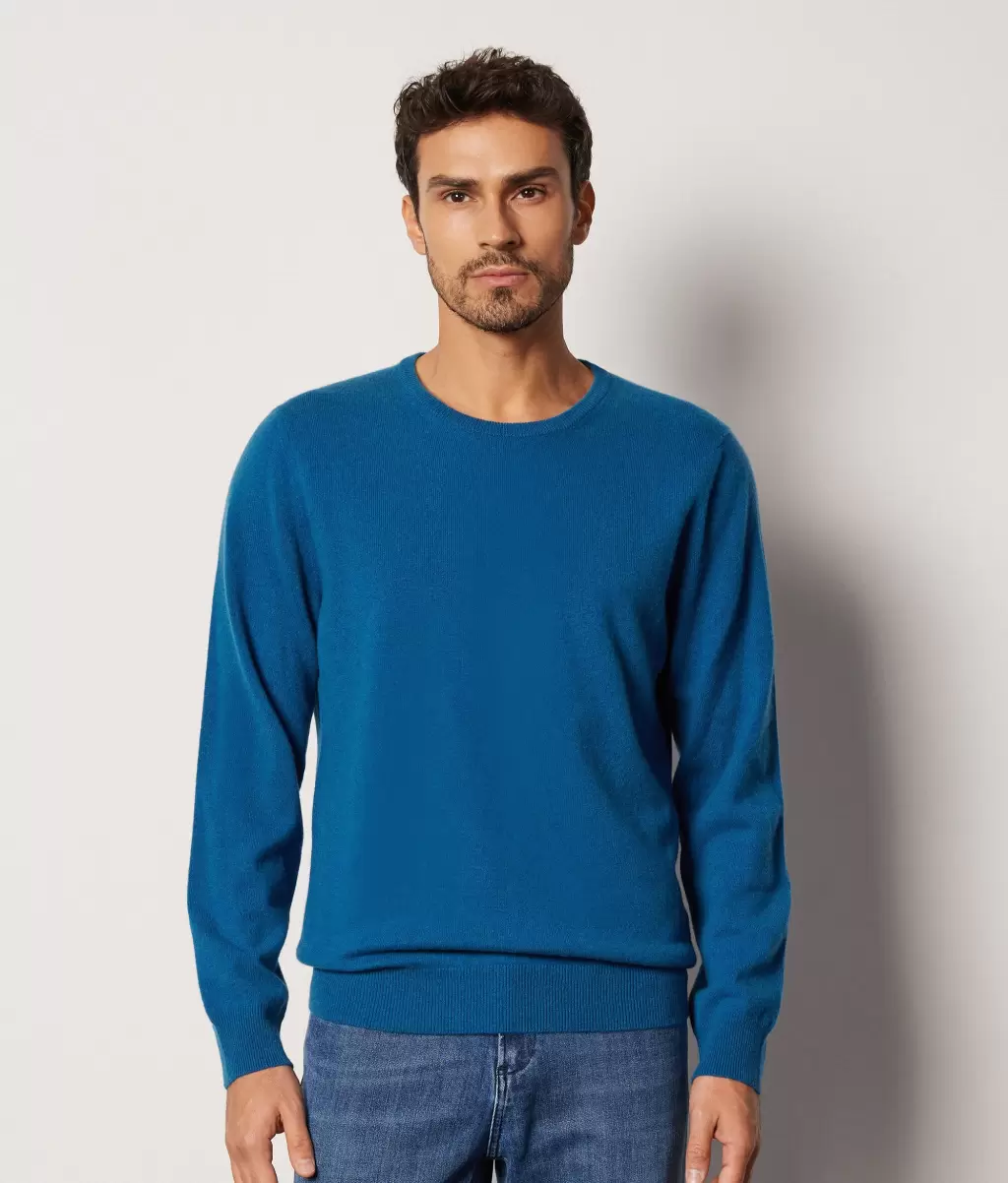 Pulower Z Kaszmiru Ultrasoft Swetry Z Okrągłym Dekoltem Blue Falconeri Mężczyzna - 1