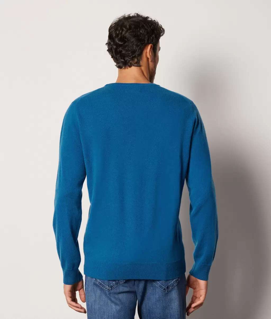 Pulower Z Kaszmiru Ultrasoft Swetry Z Okrągłym Dekoltem Blue Falconeri Mężczyzna - 2