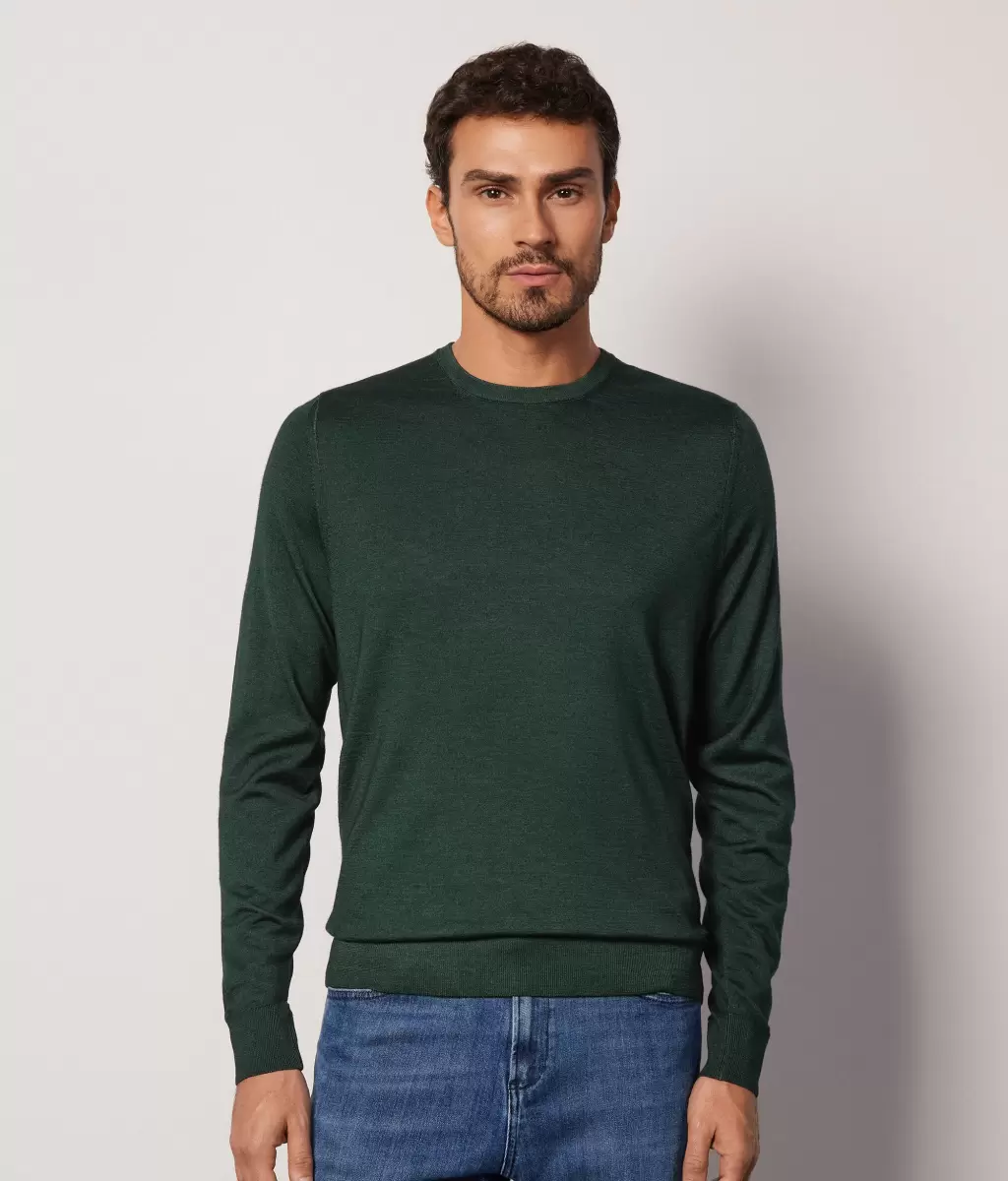 Falconeri Swetry Z Okrągłym Dekoltem Mężczyzna Dark_Green Pulower Z Kaszmiru Ultrafine - 1