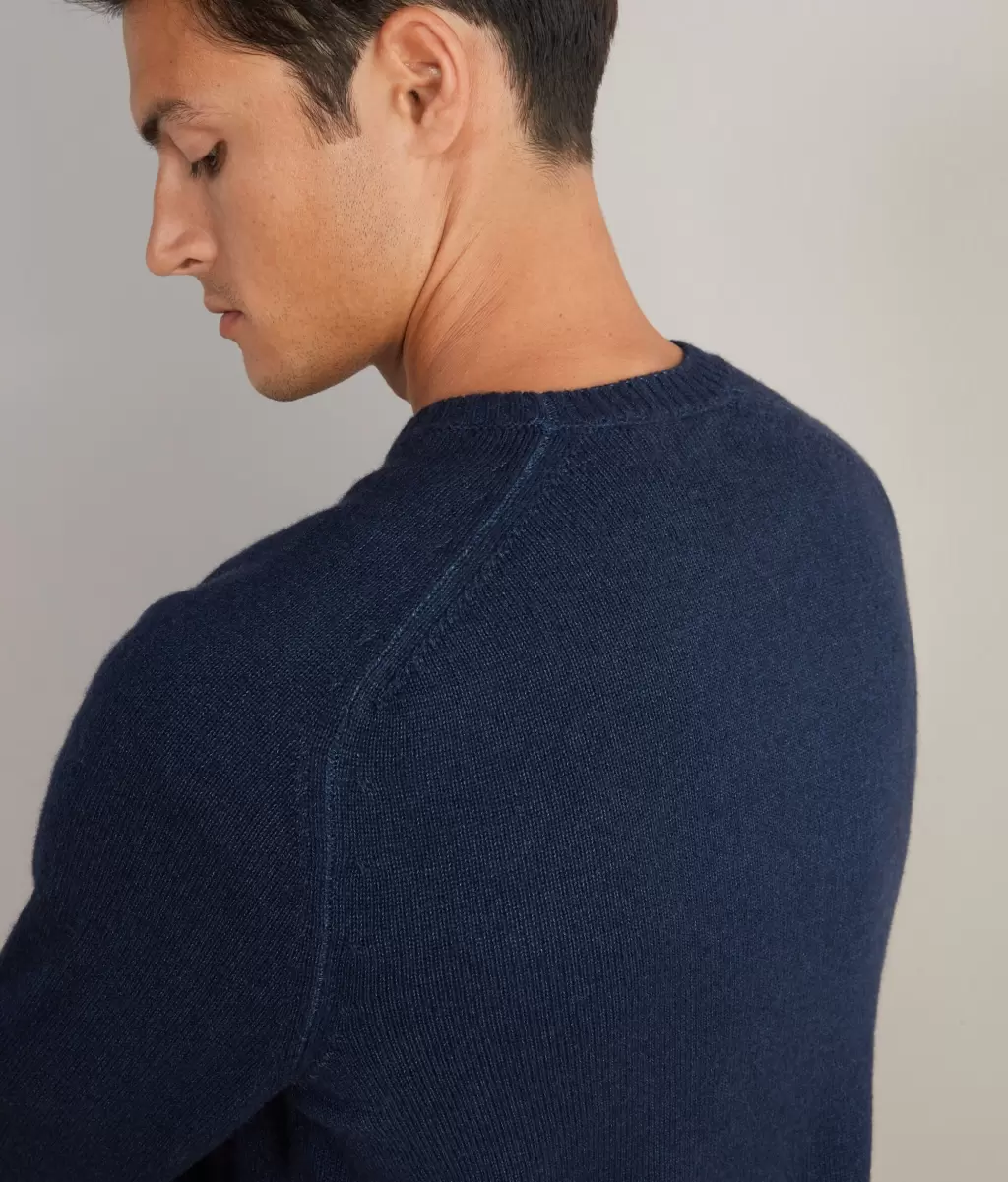 Swetry Z Okrągłym Dekoltem Pulower Z Kaszmiru Ultrasoft Blue Mężczyzna Falconeri - 3
