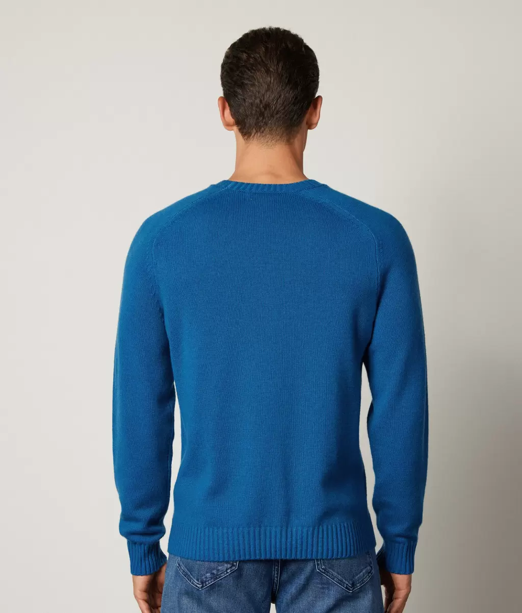 Swetry Z Okrągłym Dekoltem Pulower Z Kaszmiru Ultrasoft Mężczyzna Falconeri Blue - 2