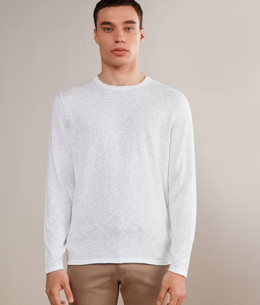 Falconeri White Sweter Z Okrągłym Dekoltem Twist Swetry Z Okrągłym Dekoltem Mężczyzna - 1