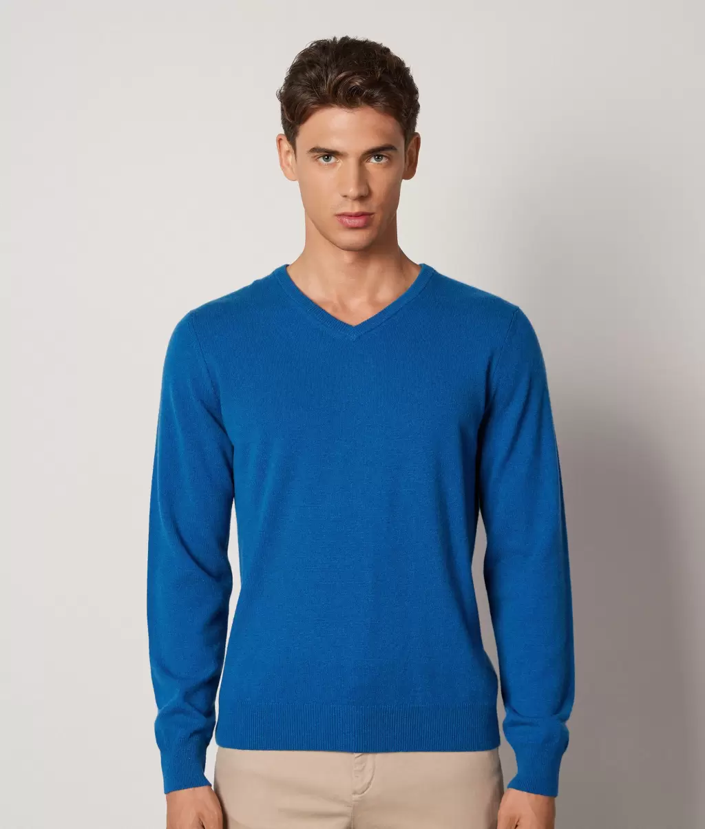 Blue Mężczyzna Falconeri Swetry Z Dekoltem W Serek Sweter Z Dekoltem W Serek Z Kaszmiru Ultrasoft - 1