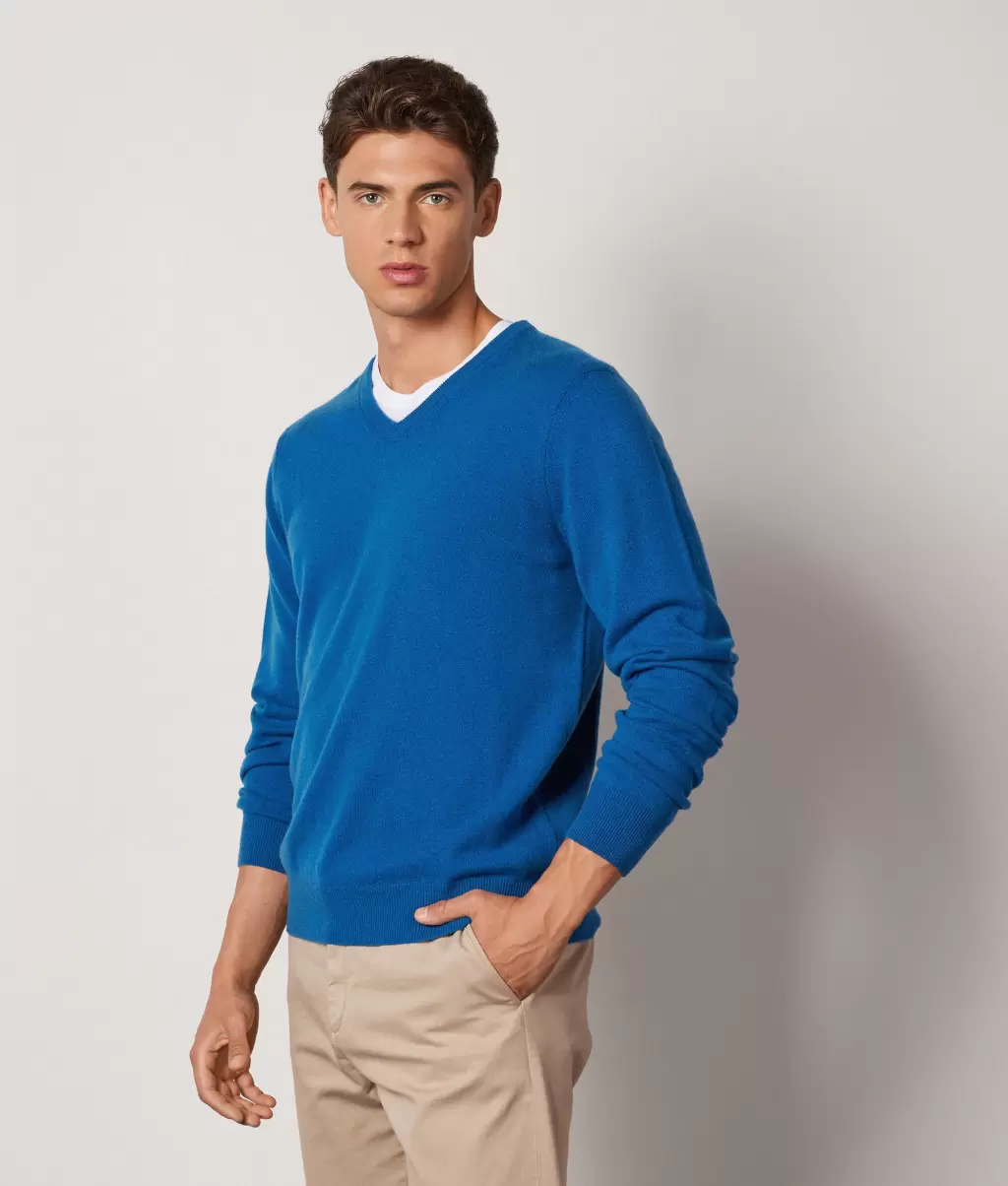 Blue Mężczyzna Falconeri Swetry Z Dekoltem W Serek Sweter Z Dekoltem W Serek Z Kaszmiru Ultrasoft