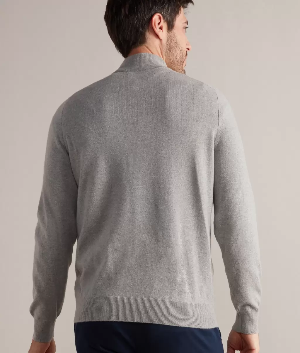 Falconeri Sweter Ze Stójką I Suwakiem Pod Szyją Z Kaszmiru Ultrasoft Grey Mężczyzna Swetry Z Dekoltem W Serek - 2