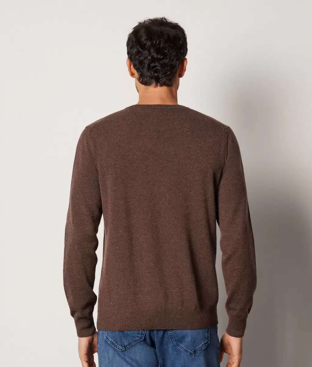 Swetry Z Dekoltem W Serek Brown Sweter Z Dekoltem W Serek Z Kaszmiru Ultrasoft Falconeri Mężczyzna - 2
