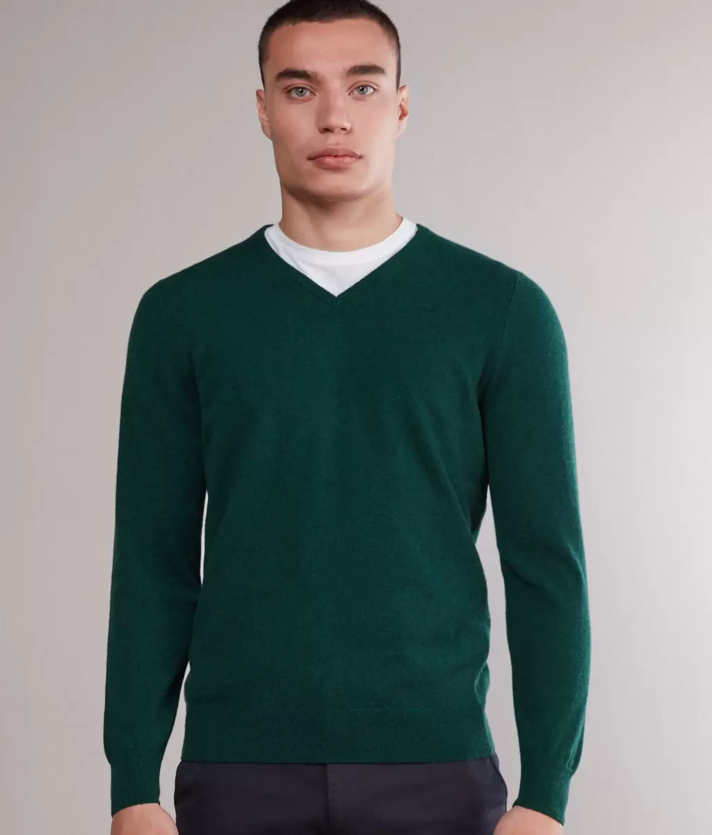 Falconeri Swetry Z Dekoltem W Serek Sweter Z Dekoltem W Serek Z Kaszmiru Ultrasoft Green Mężczyzna - 1