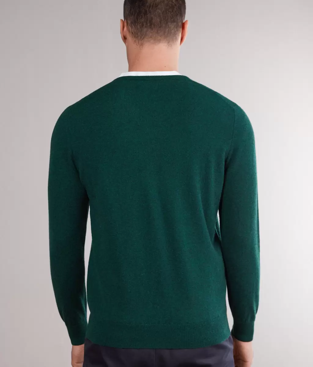Falconeri Swetry Z Dekoltem W Serek Sweter Z Dekoltem W Serek Z Kaszmiru Ultrasoft Green Mężczyzna - 2