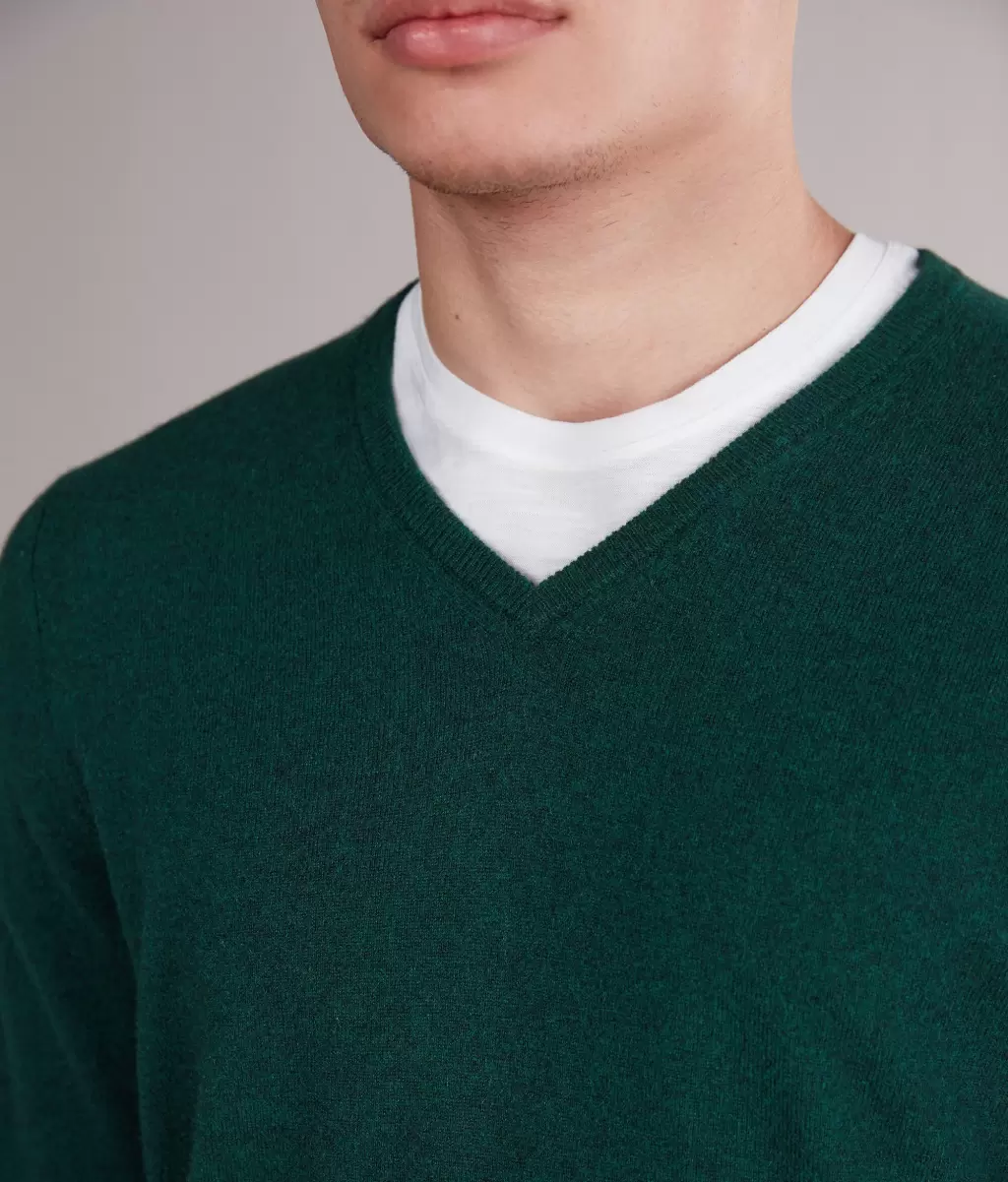 Falconeri Swetry Z Dekoltem W Serek Sweter Z Dekoltem W Serek Z Kaszmiru Ultrasoft Green Mężczyzna - 3