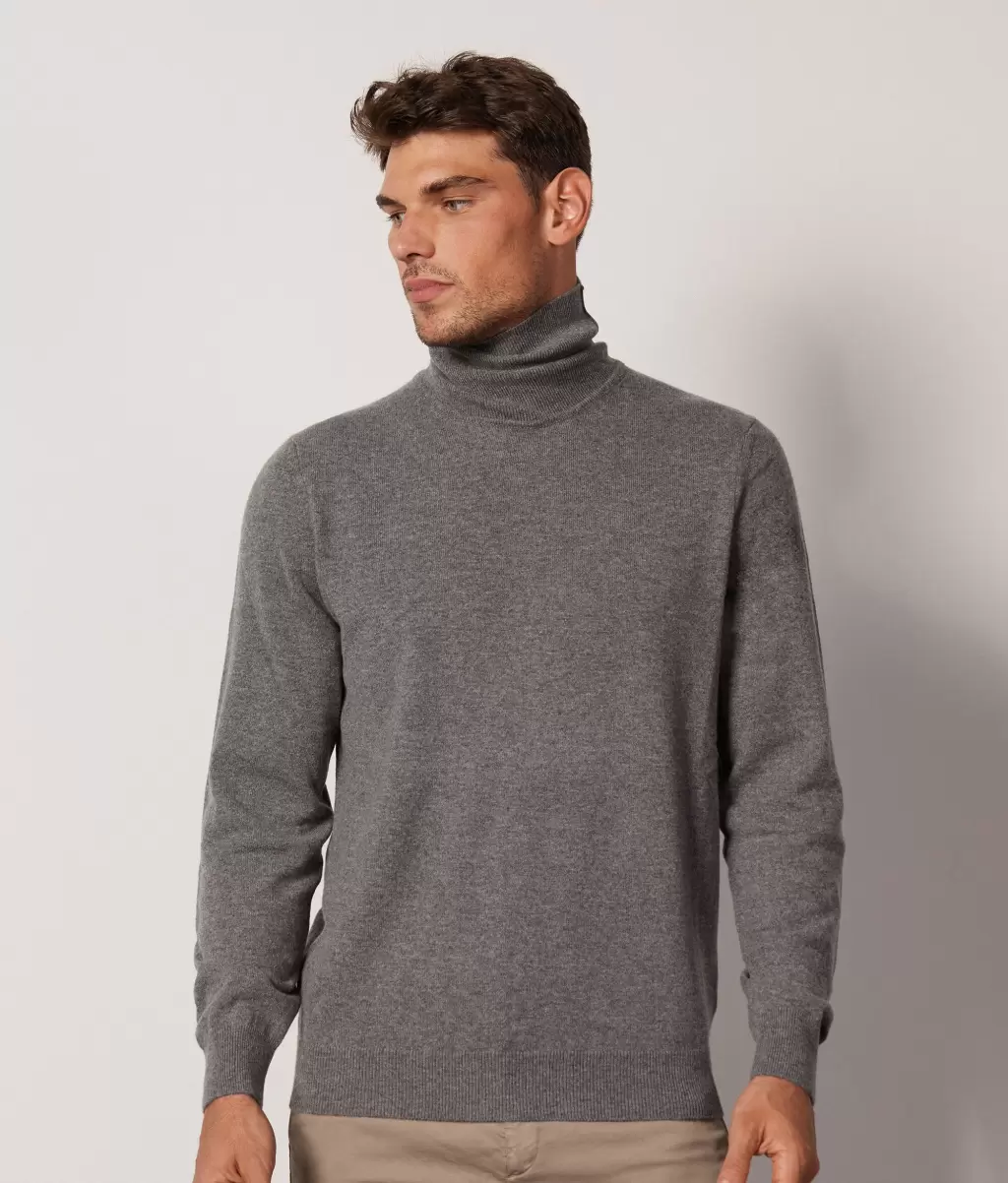 Sweter Z Golfem Z Kaszmiru Ultrasoft Falconeri Grey Mężczyzna Golfy - 1