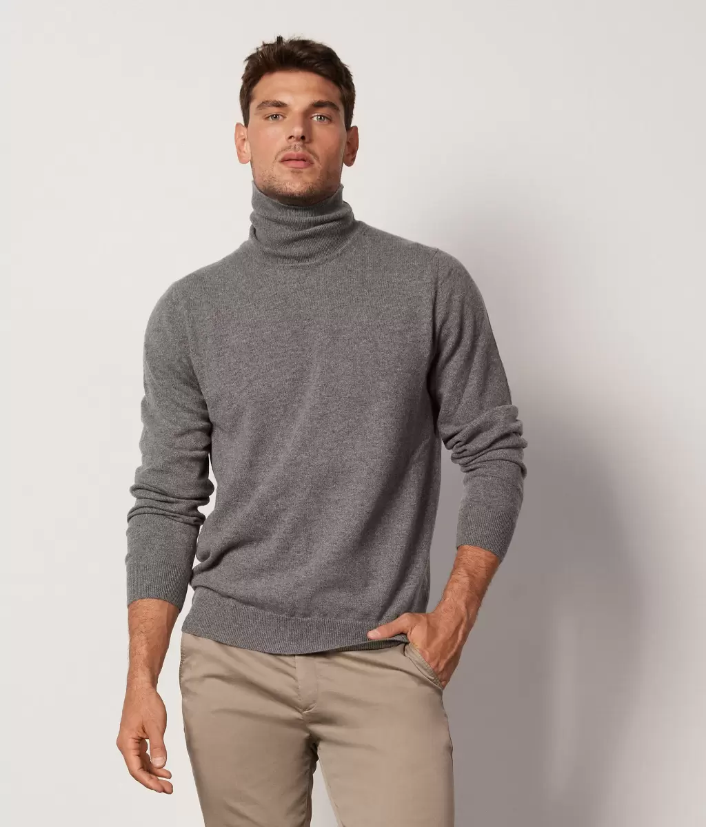 Sweter Z Golfem Z Kaszmiru Ultrasoft Falconeri Grey Mężczyzna Golfy