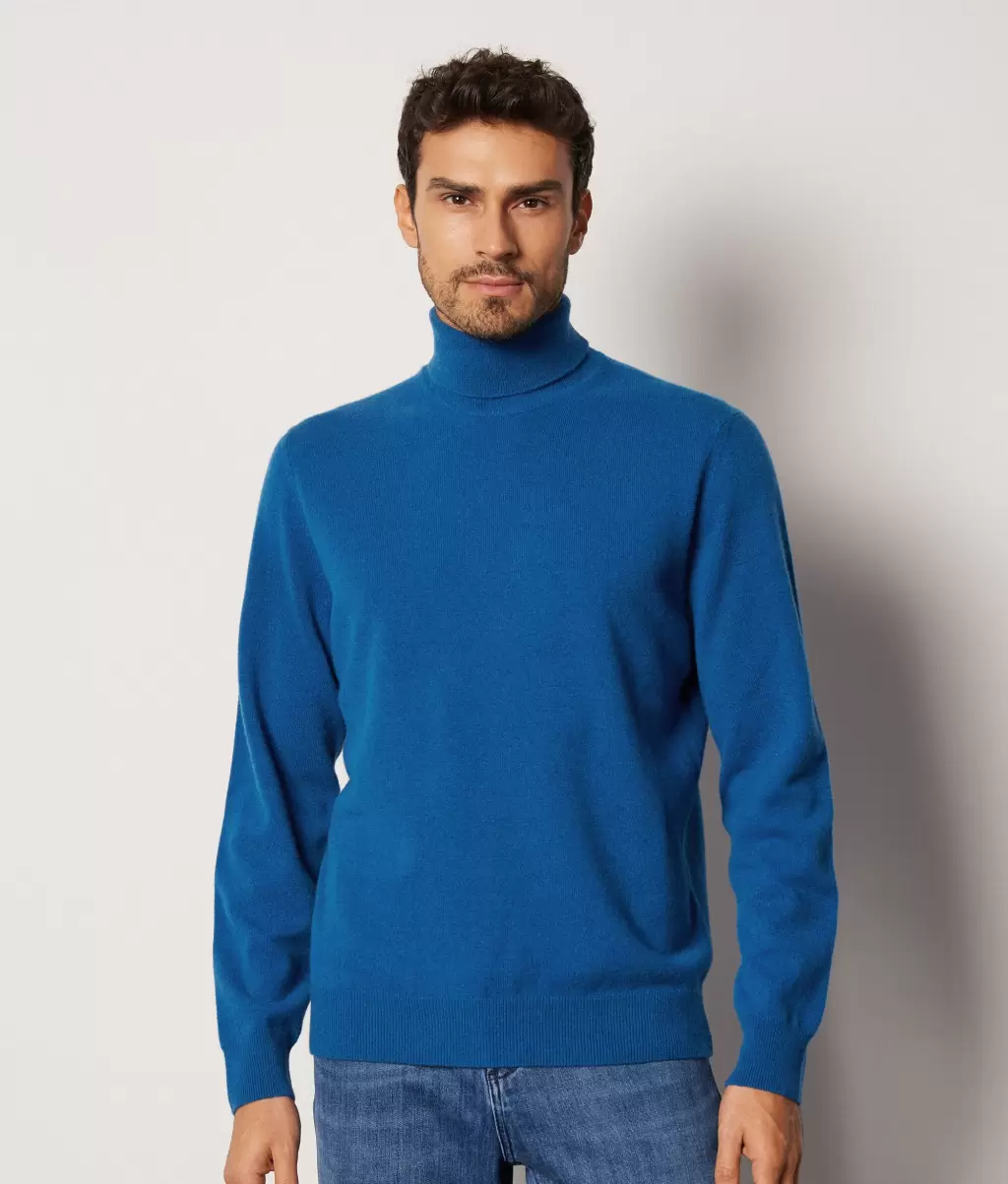 Mężczyzna Sweter Z Golfem Z Kaszmiru Ultrasoft Blue Falconeri Golfy - 1