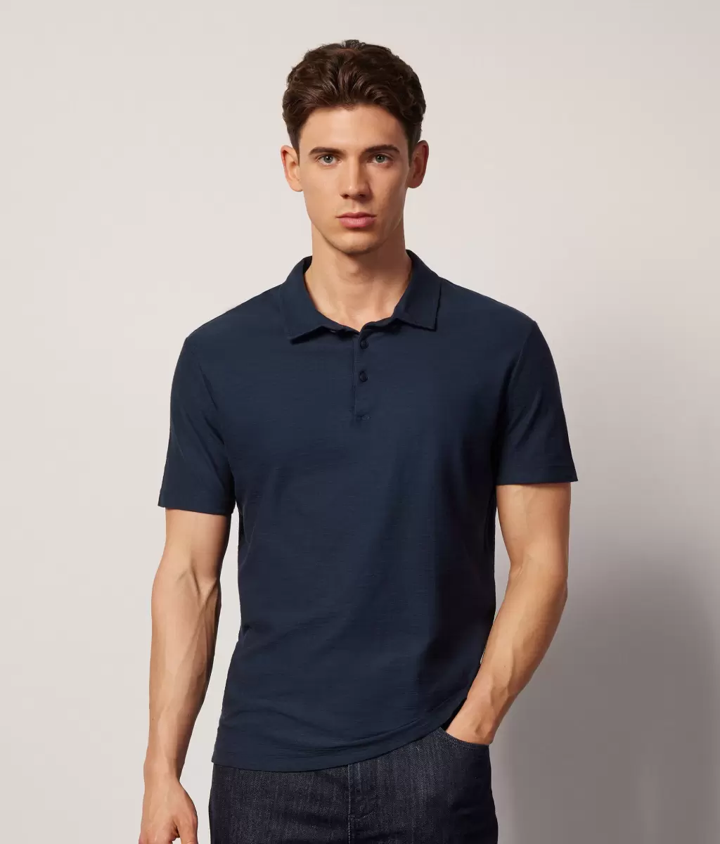 Koszulka Polo Z Bawełny Twist Blue Mężczyzna Falconeri T-Shirty I Koszulki Polo - 1