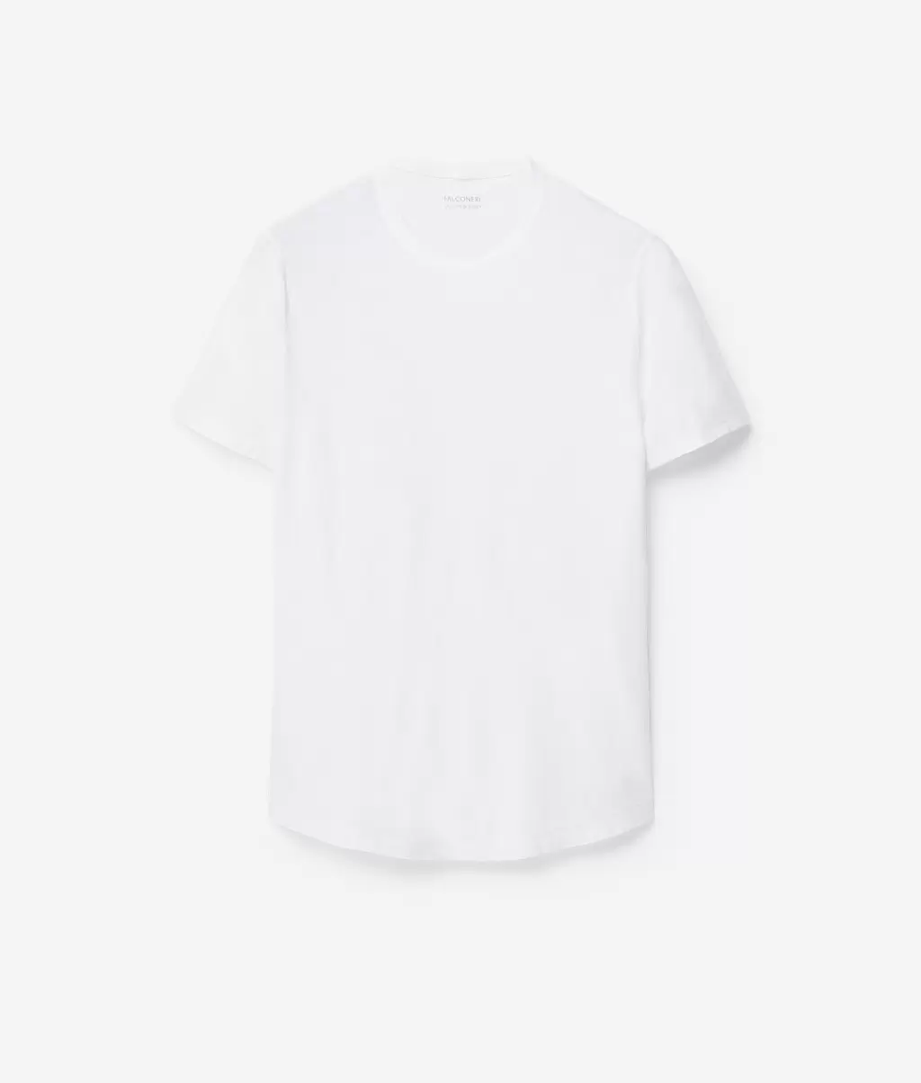 Mężczyzna Falconeri Koszulka Z Bawełny Twist White T-Shirty I Koszulki Polo - 4