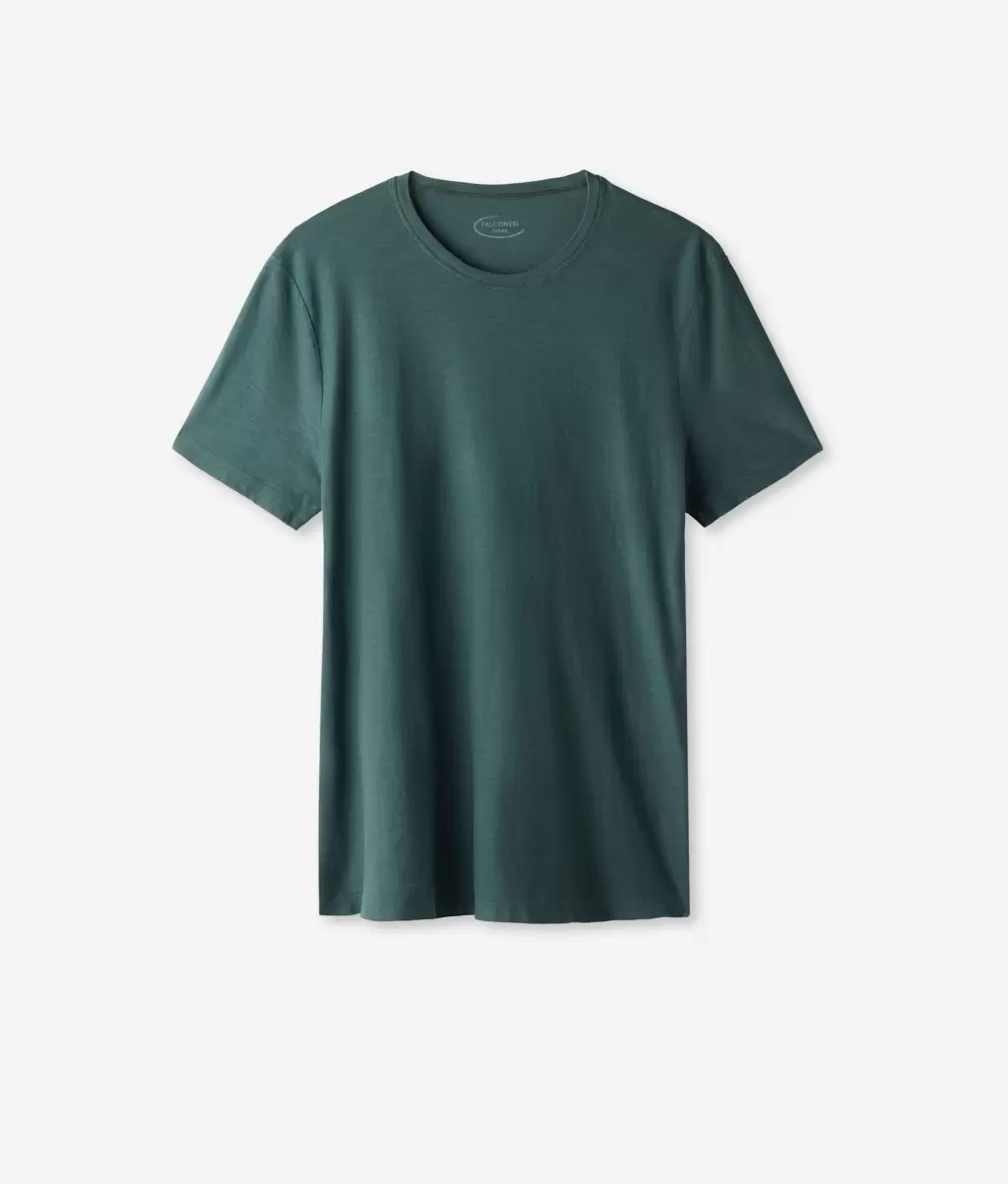 T-Shirty I Koszulki Polo Falconeri Mężczyzna Dark_Green Koszulka Z Bawełny Twist - 4