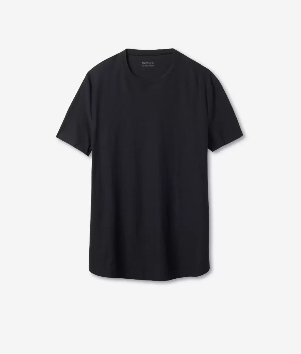 Mężczyzna Falconeri Black T-Shirty I Koszulki Polo Koszulka Z Bawełny Twist - 4