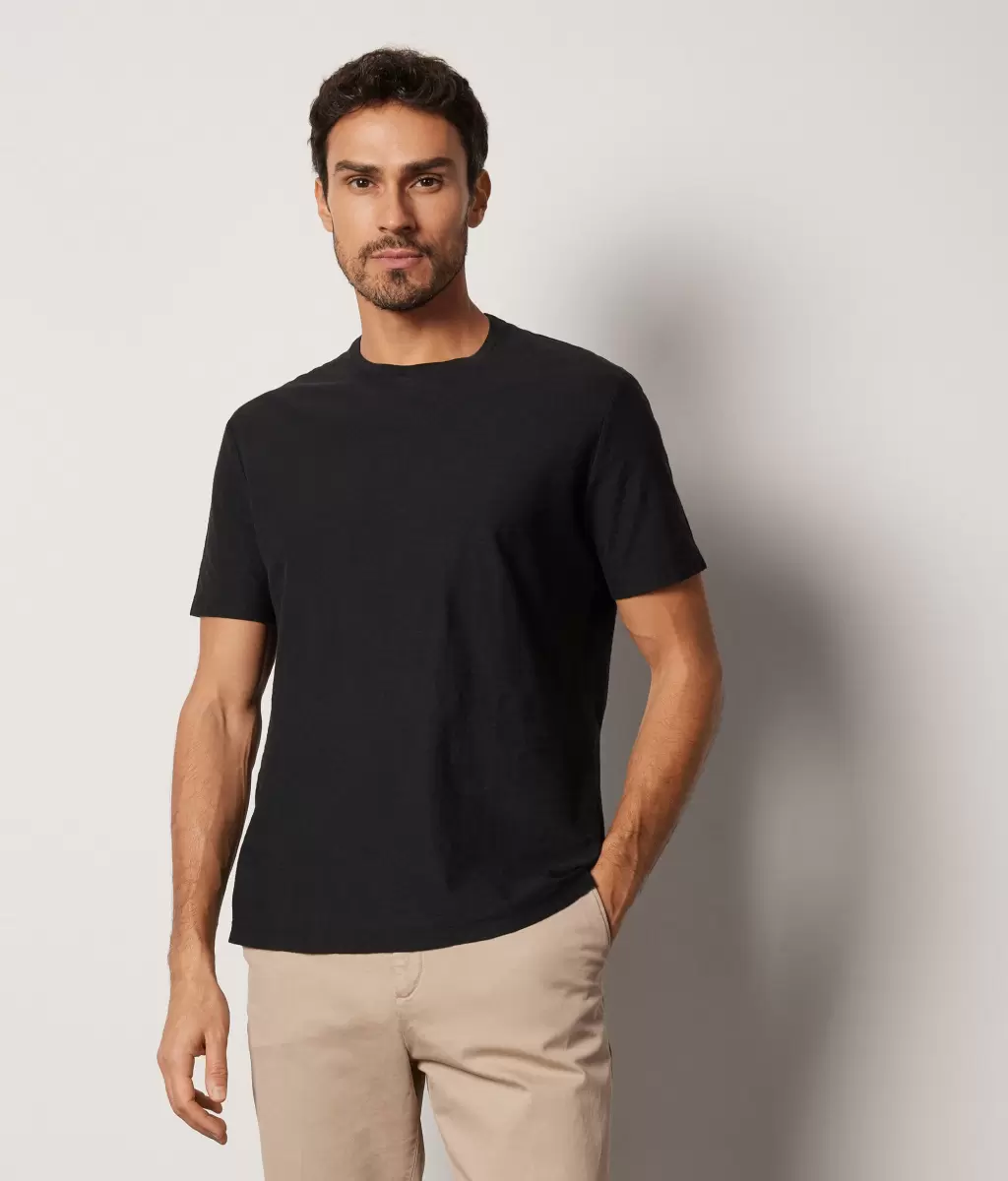 Mężczyzna Falconeri Black T-Shirty I Koszulki Polo Koszulka Z Bawełny Twist