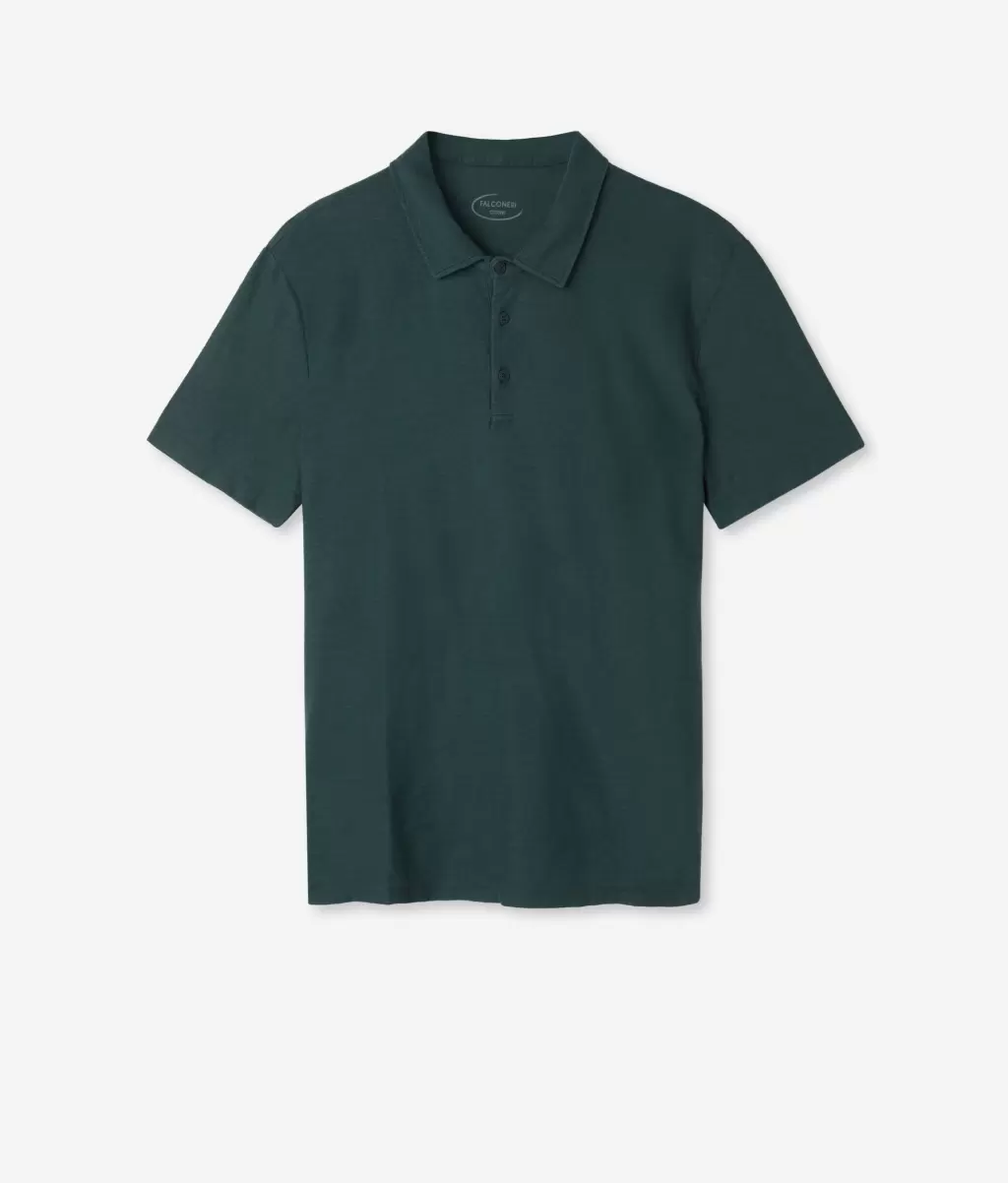 Koszulka Polo Z Bawełny Twist Mężczyzna Dark_Green T-Shirty I Koszulki Polo Falconeri - 4