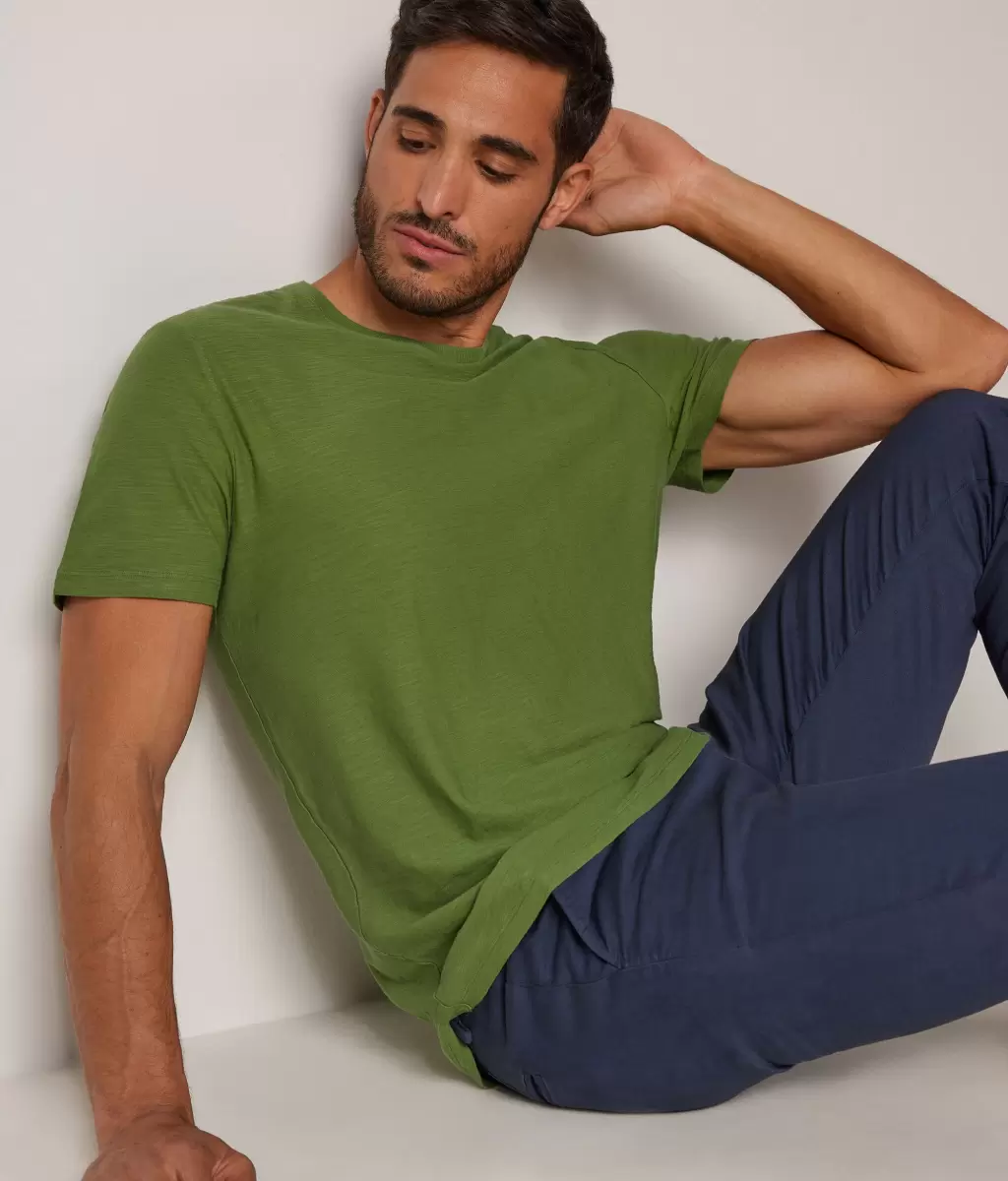 Koszulka Z Bawełny Twist Mężczyzna T-Shirty I Koszulki Polo Green Falconeri