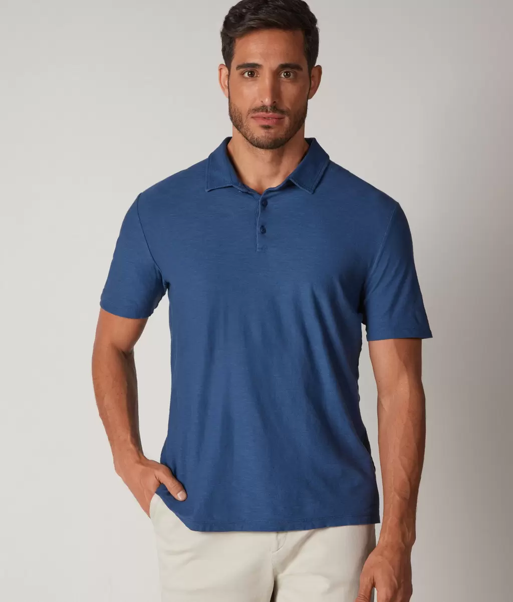 Mężczyzna Koszulka Polo Z Bawełny Twist Blue T-Shirty I Koszulki Polo Falconeri - 1