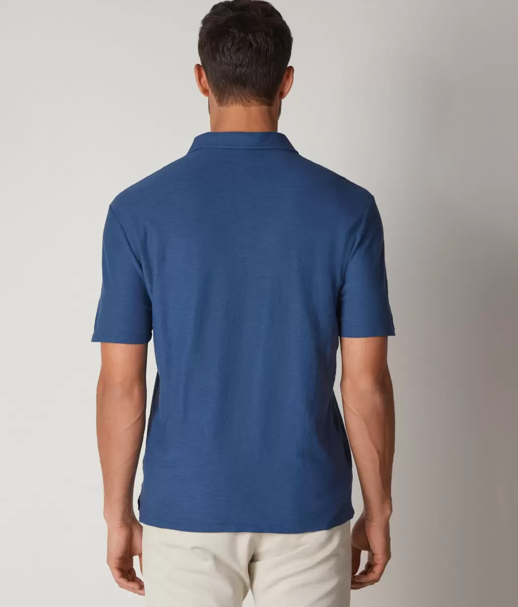 Mężczyzna Koszulka Polo Z Bawełny Twist Blue T-Shirty I Koszulki Polo Falconeri - 2