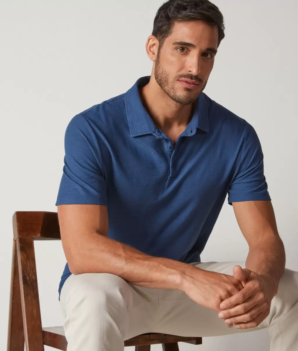 Mężczyzna Koszulka Polo Z Bawełny Twist Blue T-Shirty I Koszulki Polo Falconeri
