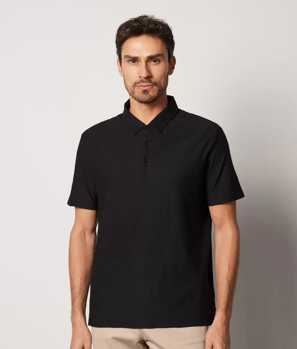 Falconeri Mężczyzna T-Shirty I Koszulki Polo Black Koszulka Polo Z Bawełny Twist - 1
