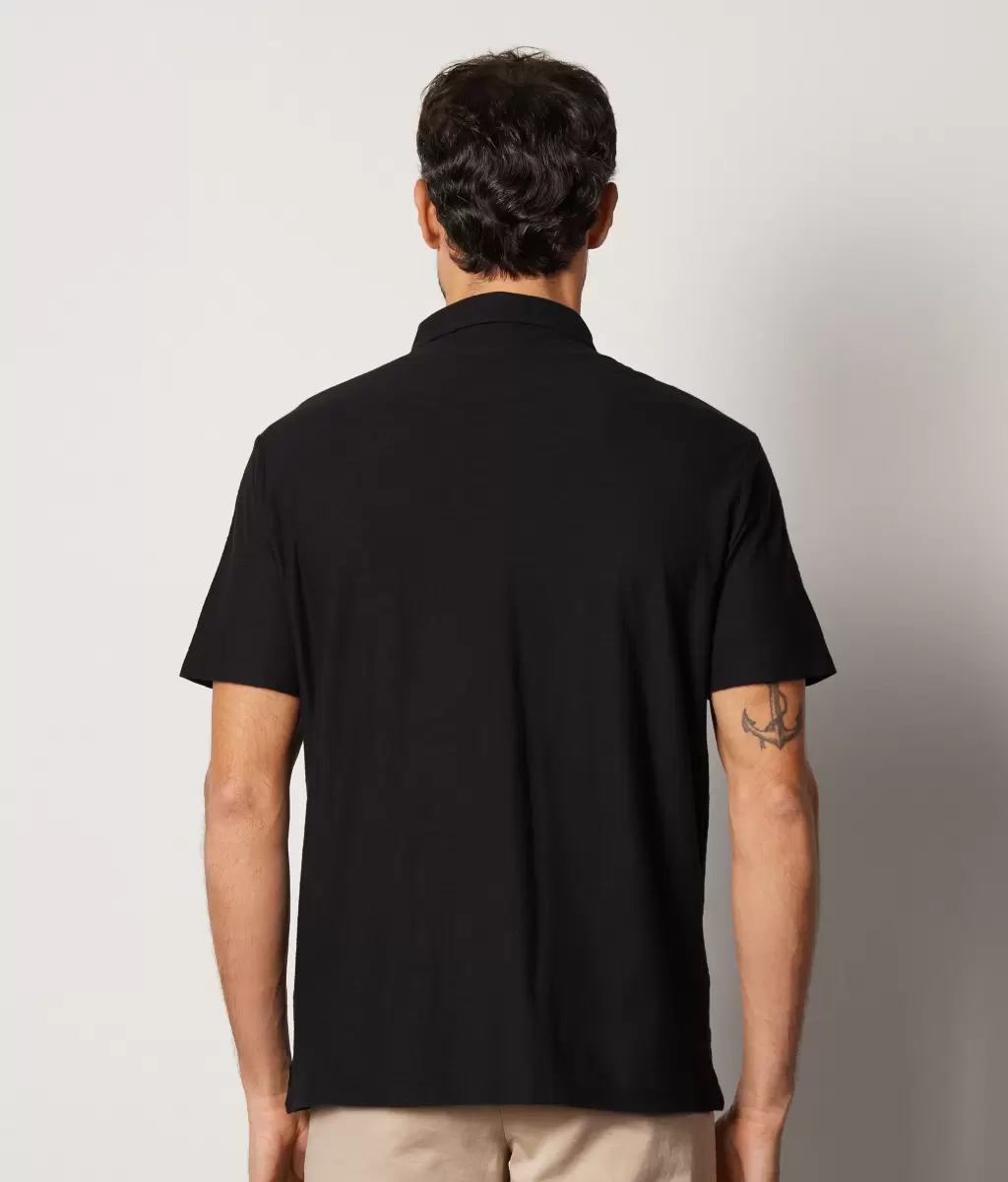 Falconeri Mężczyzna T-Shirty I Koszulki Polo Black Koszulka Polo Z Bawełny Twist - 2