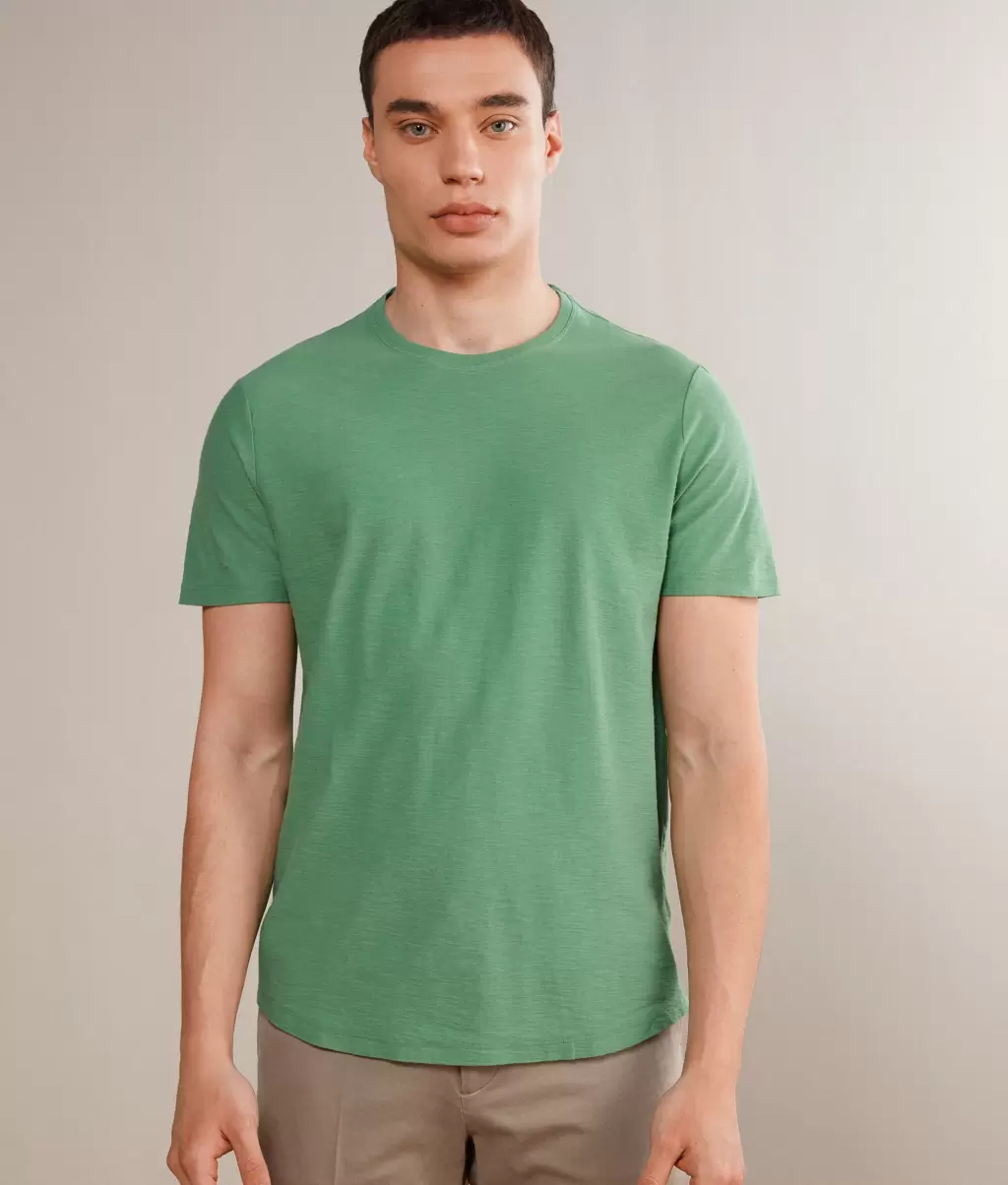 Mężczyzna Koszulka Z Bawełny Twist T-Shirty I Koszulki Polo Falconeri Green - 1