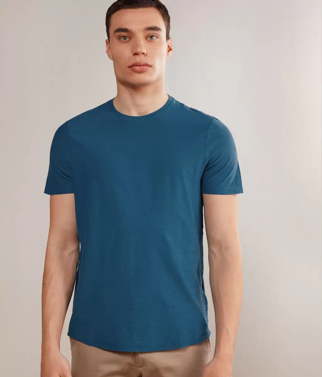 Falconeri Koszulka Z Bawełny Twist Blue T-Shirty I Koszulki Polo Mężczyzna - 1