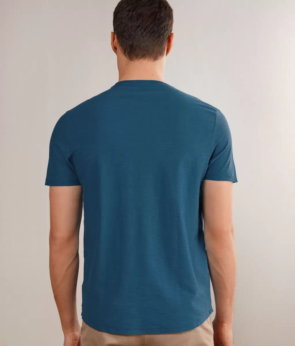 Falconeri Koszulka Z Bawełny Twist Blue T-Shirty I Koszulki Polo Mężczyzna - 2