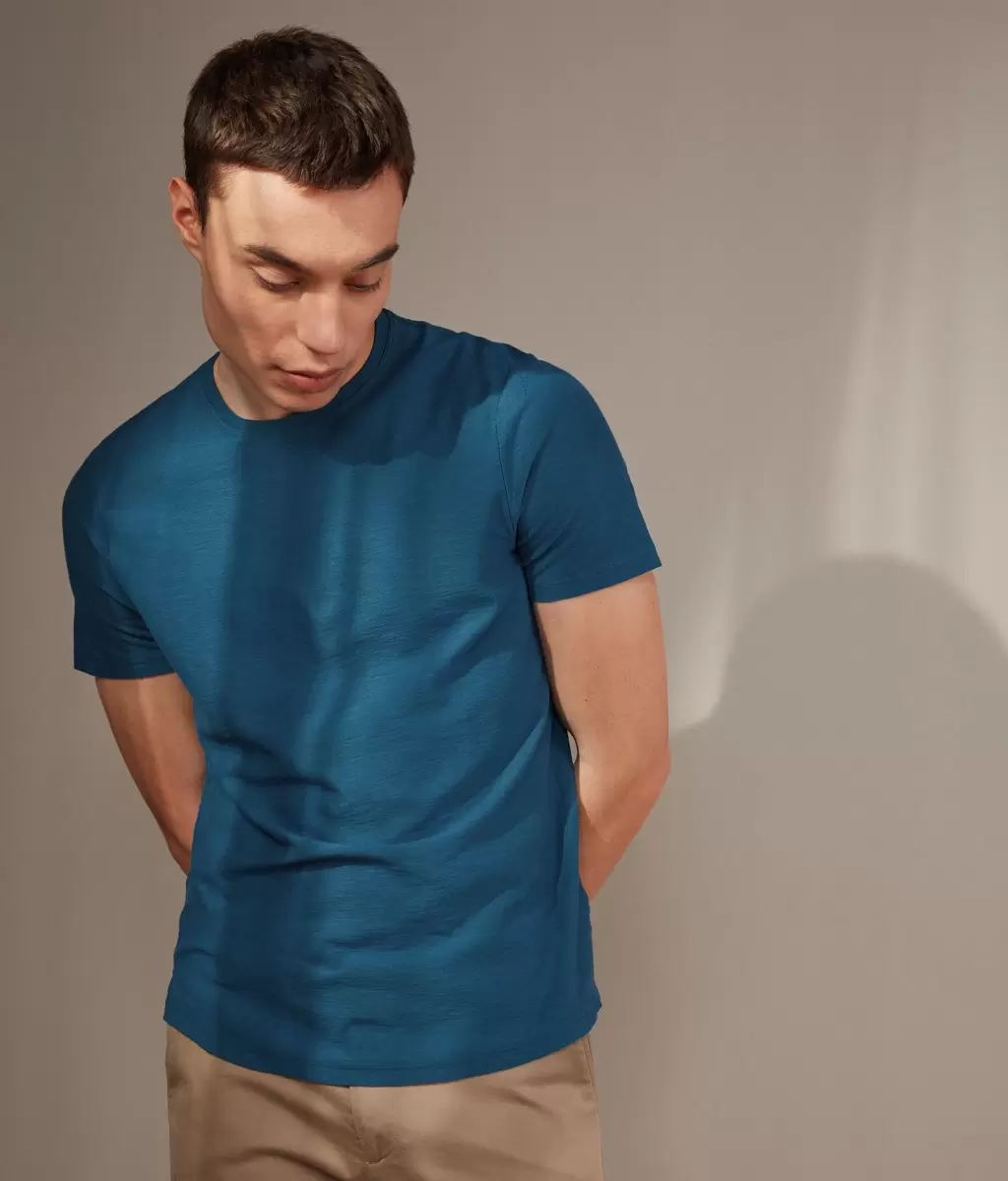 Falconeri Koszulka Z Bawełny Twist Blue T-Shirty I Koszulki Polo Mężczyzna