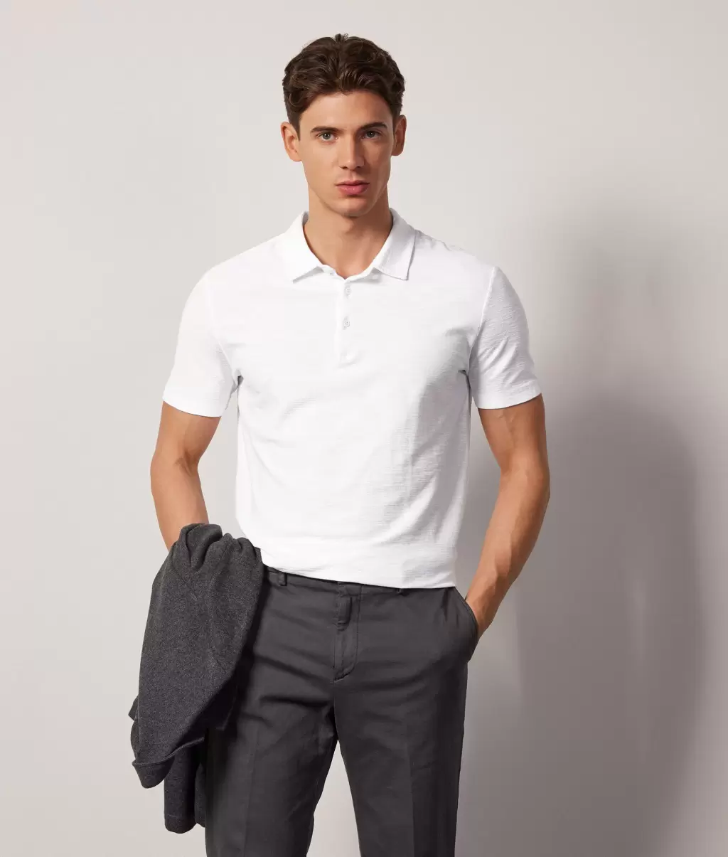 Falconeri Koszulka Polo Z Bawełny Twist White T-Shirty I Koszulki Polo Mężczyzna