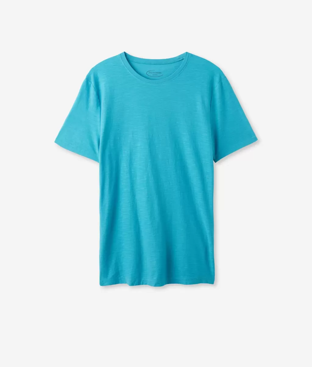 Mężczyzna Falconeri Blue Koszulka Z Bawełny Twist T-Shirty I Koszulki Polo - 4