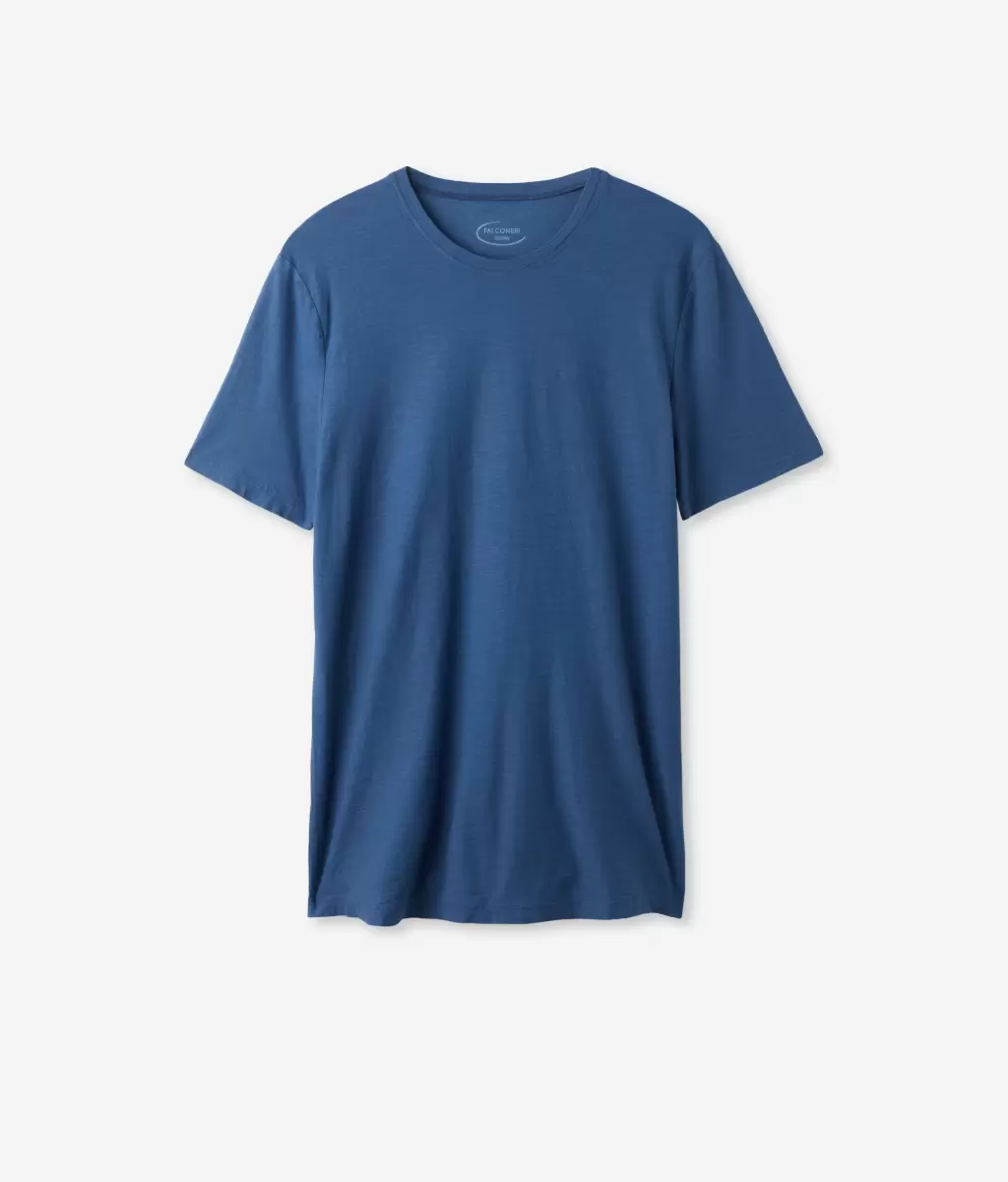 Koszulka Z Bawełny Twist Blue Falconeri T-Shirty I Koszulki Polo Mężczyzna - 4