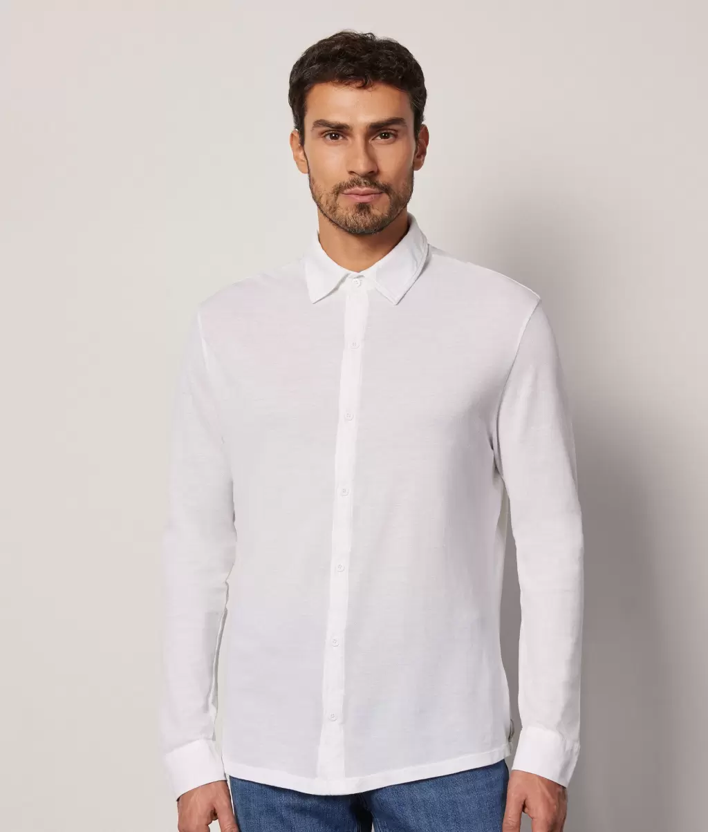 Koszule Koszula Z Piki Bawełniano-Jedwabnej Mężczyzna White Falconeri - 1
