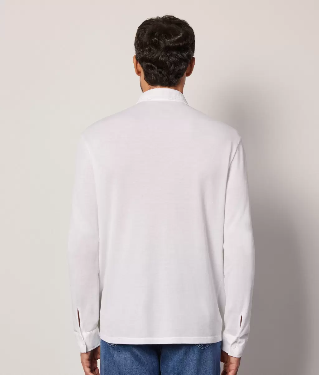 Koszule Koszula Z Piki Bawełniano-Jedwabnej Mężczyzna White Falconeri - 2