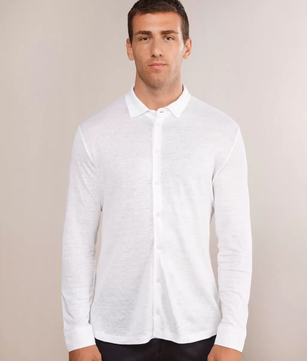 Mężczyzna Falconeri White Koszule Lniana Koszula - 1