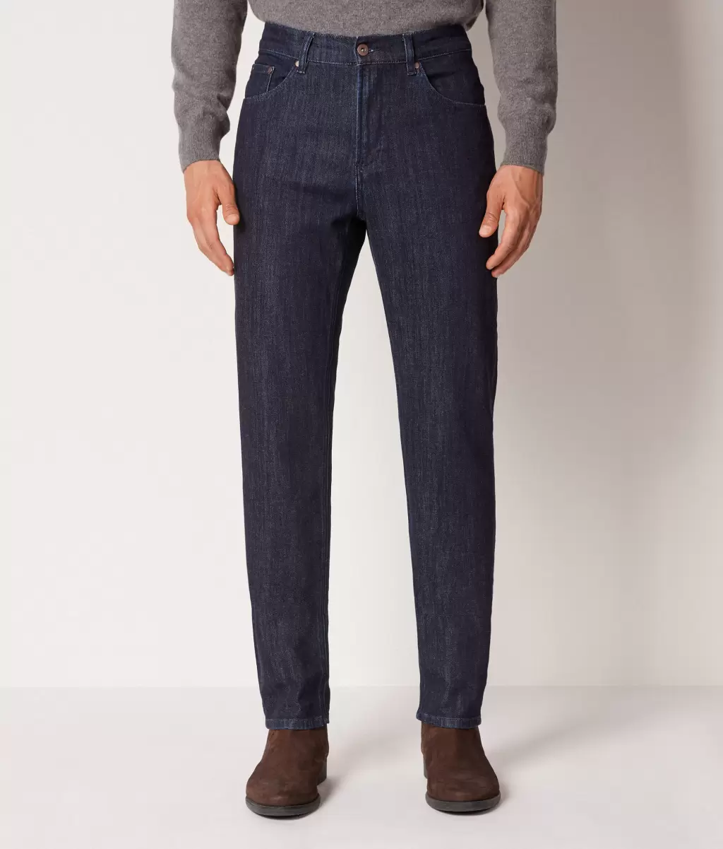 Dżinsy Z Bawełny Kaszmirowej Blue Mężczyzna Falconeri Spodnie - 1