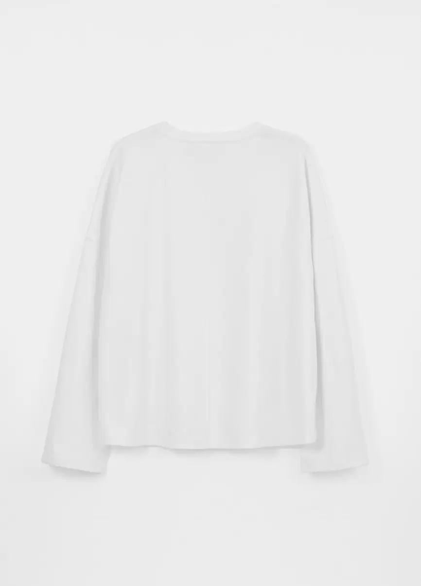 Boxy Long Sleeve T-Shirt Kobiety Bialy Material Tekstylny Vagabond Szybka Dostawa T-Shirty