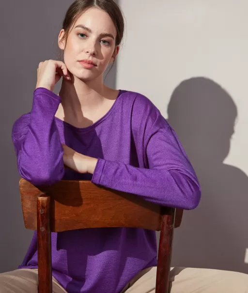 Falconeri Violet Swetry Z Okrągłym Dekoltem Kobieta Bluzka Z Dekoltem W Łódkę Z Kaszmiru Ultrafine