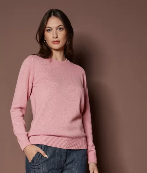Swetry Z Okrągłym Dekoltem Pulower Z Kaszmiru Ultrasoft Pale_Pink Falconeri Kobieta