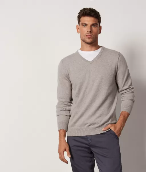 Falconeri Grey Mężczyzna Swetry Z Dekoltem W Serek Sweter Z Dekoltem W Serek Z Kaszmiru Ultrasoft