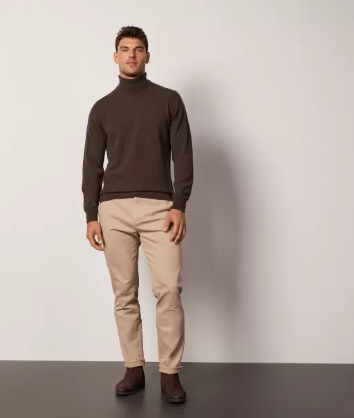 Falconeri Sweter Z Golfem Z Kaszmiru Ultrasoft Brown Golfy Mężczyzna