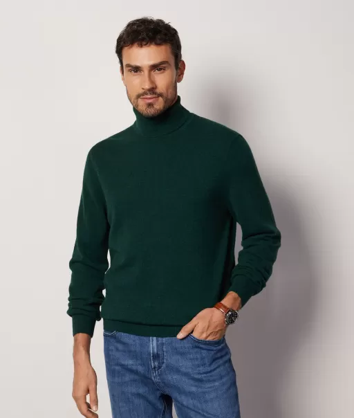 Falconeri Mężczyzna Sweter Z Golfem Z Kaszmiru Ultrasoft Golfy Green